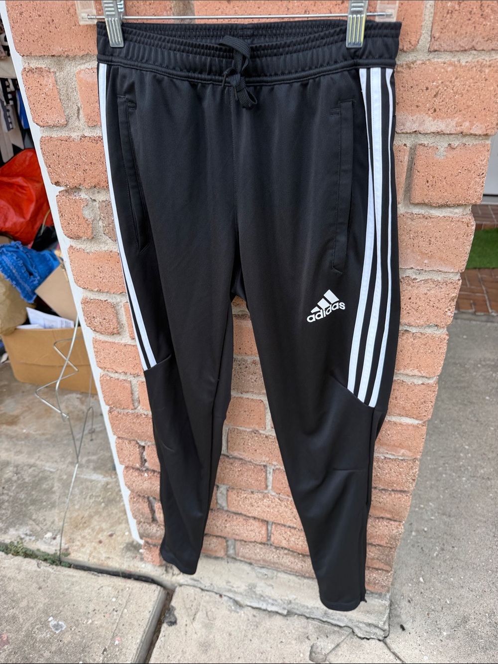 adidas Black Jogger Pants with White Three-Stripes